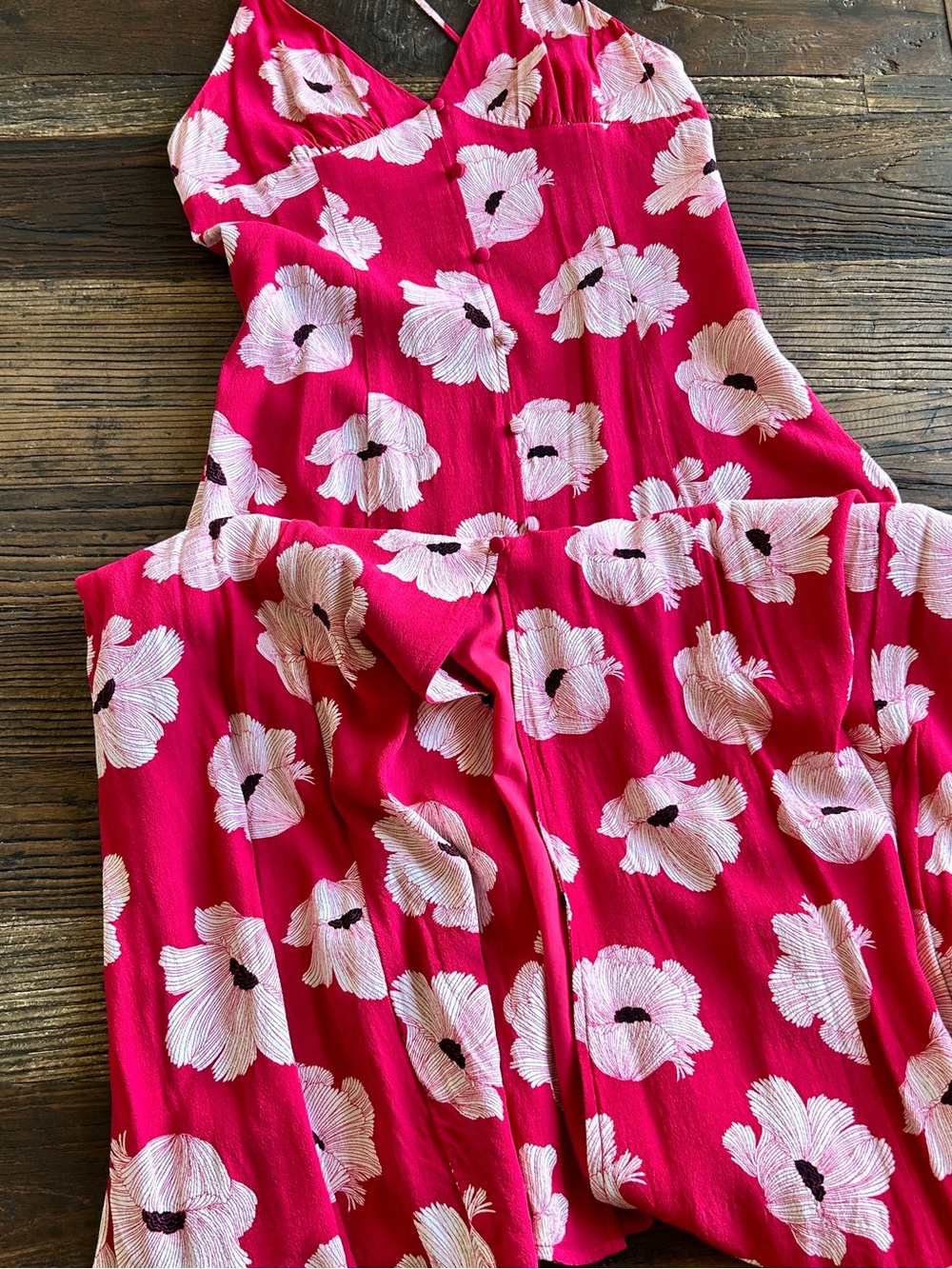 Leith | Cami Maxi in Red Beetroot Linear Floral